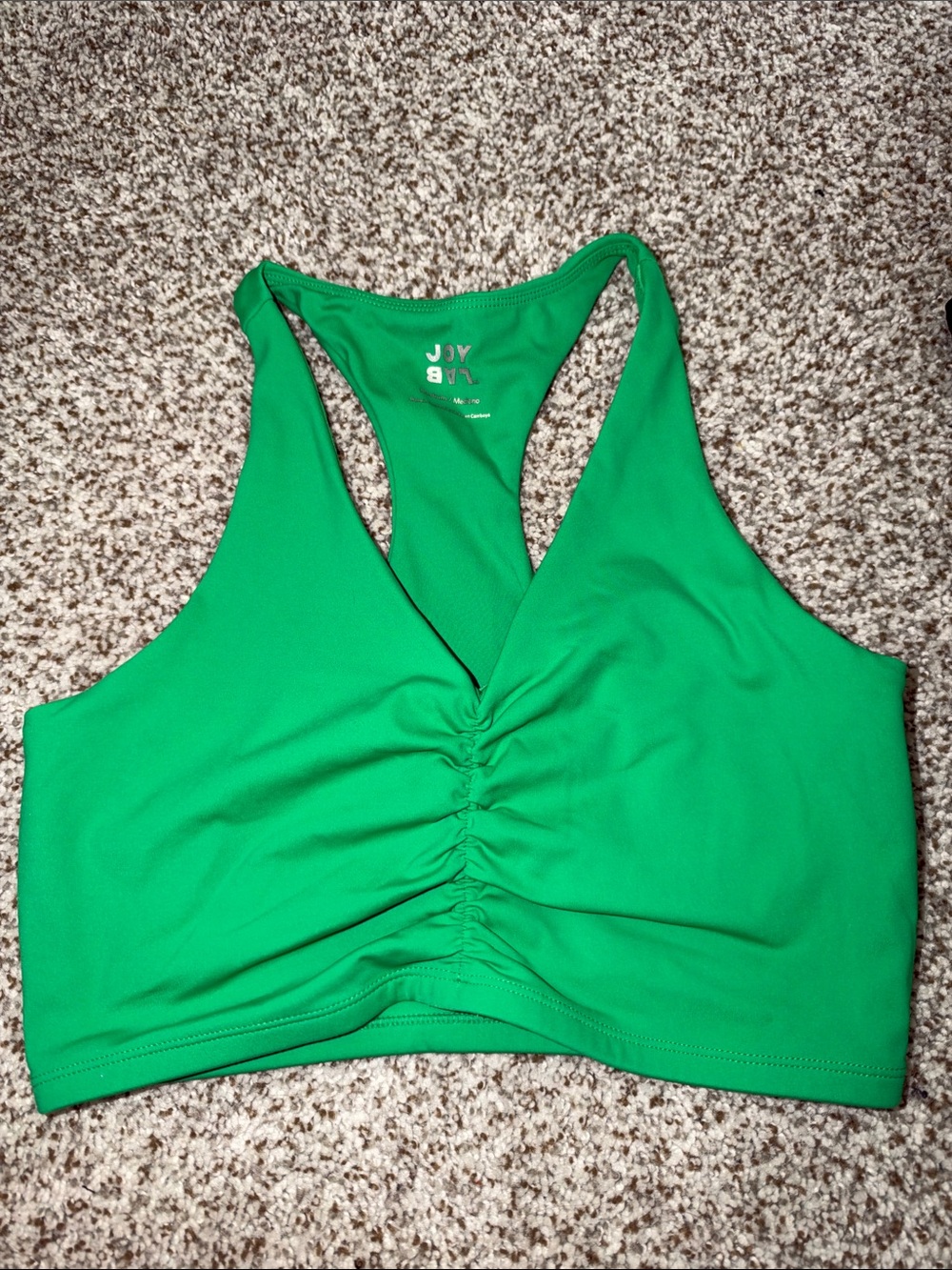 JoyLab Bright Green Racerback Ruched Sports Bra